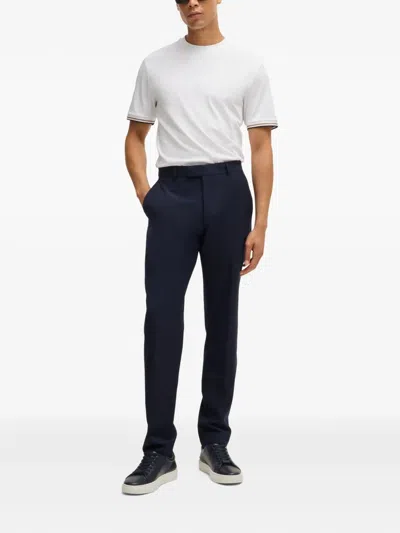 Hugo Boss Gary Leather Low-top Trainers With Branded Lace Loop In Black