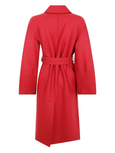 Harris Wharf London Belted Wool Coat In Red