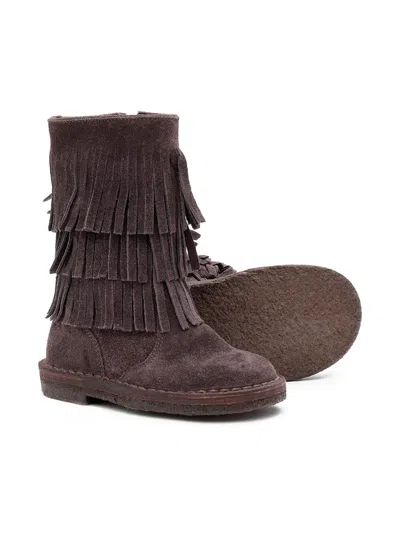 Pèpè Fringed Suede Boots In Brown