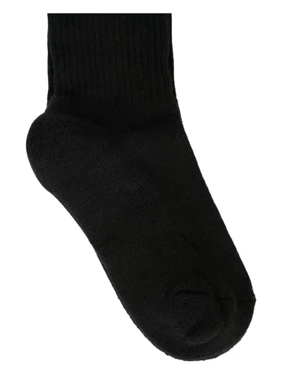 Msgm Black Socks For Kids With Yellow Logo In Black