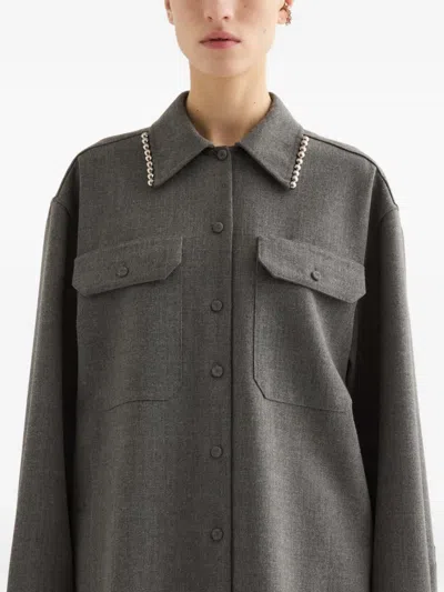 Jil Sander Wool Canvas Shirt In Gray