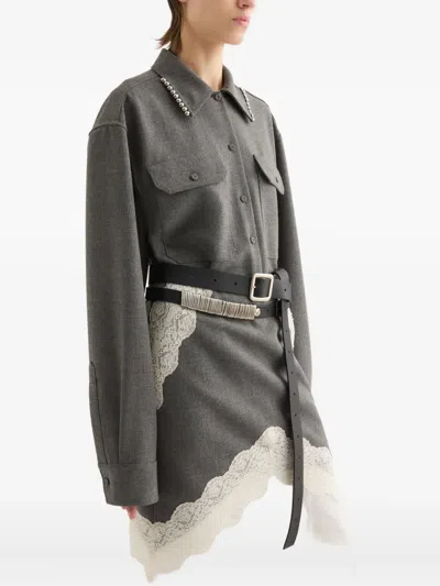 Jil Sander Wool Canvas Shirt In Gray