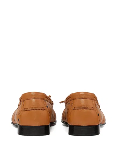 Mcm Monogram Moccasin In Lamb Leather In Brown