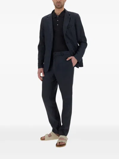 120% Lino Single Breasted Dress In Blue