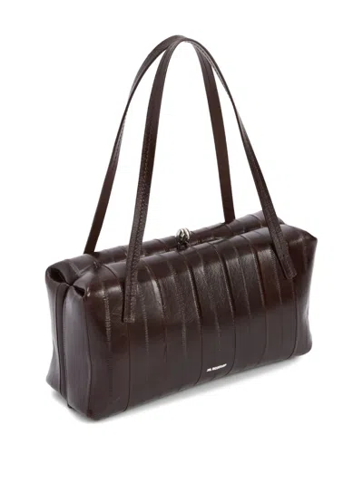 Jil Sander Small Bag With Top Handles And Texture In Brown