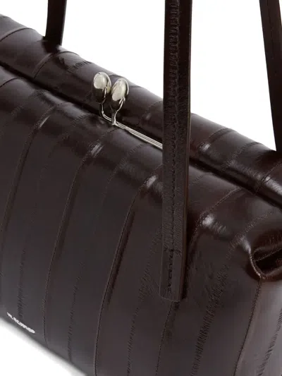 Jil Sander Small Bag With Top Handles And Texture In Brown