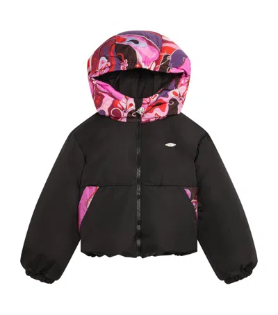 Pucci Junior Down Graphic Print Puffer Jacket In Black