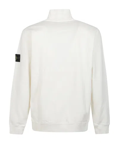 Stone Island Short Zip Bouclé Jumper In Neutral