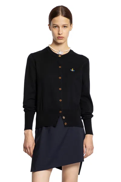 Vivienne Westwood Knitwear Crewneck Embroidered Logo Long Sleeves In Black