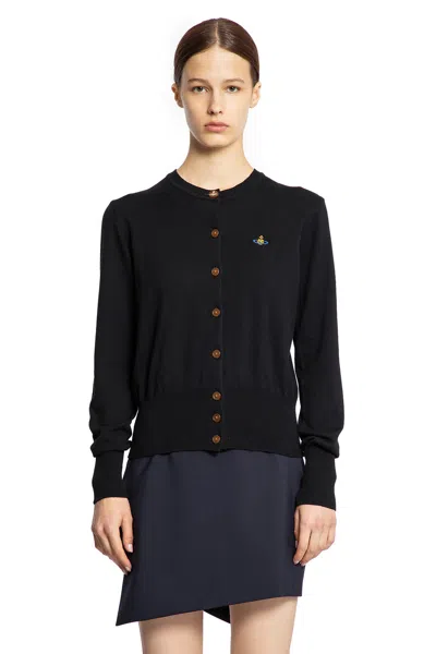 Vivienne Westwood Knitwear Crewneck Embroidered Logo Long Sleeves In Black