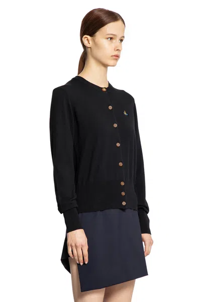 Vivienne Westwood Knitwear Crewneck Embroidered Logo Long Sleeves In Black