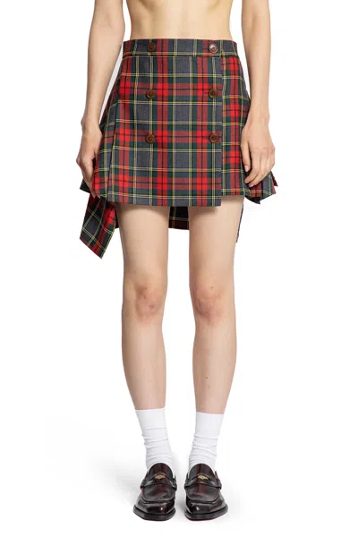 Vivienne Westwood Wool Mini Skirt With Tartan Pattern In Red