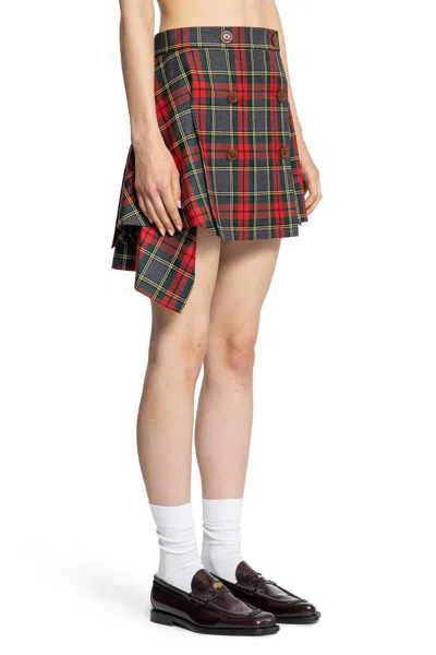 Vivienne Westwood Wool Mini Skirt With Tartan Pattern In Red