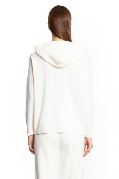 Max Mara Virgin Wool Hoodie With Teddy Texture And Contrast Logo In White