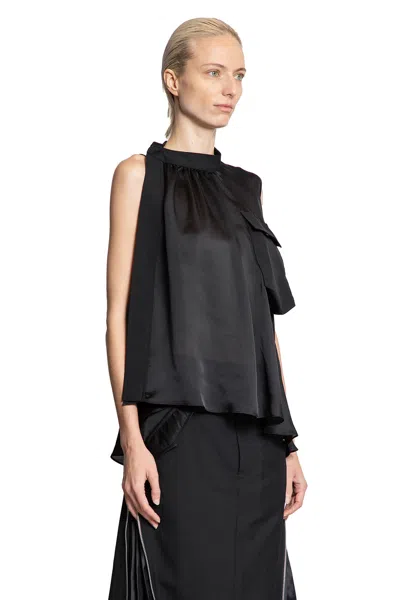 Sacai High Neck Sleeveless Top In Black