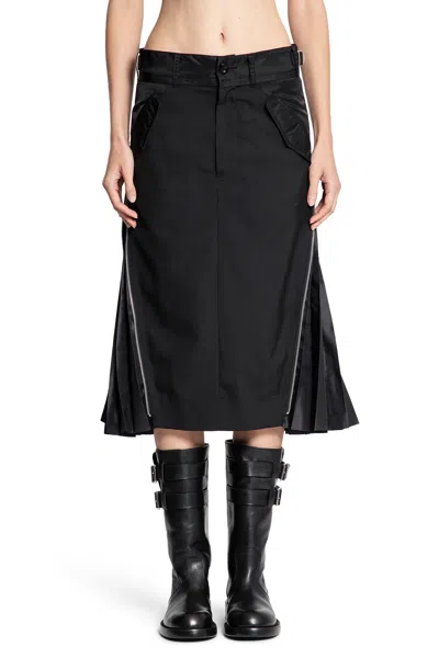 Sacai Suiting Mix Skirt In Black