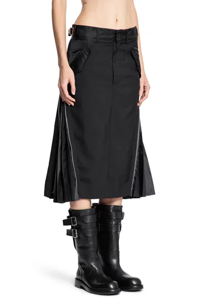 Sacai Suiting Mix Skirt In Black