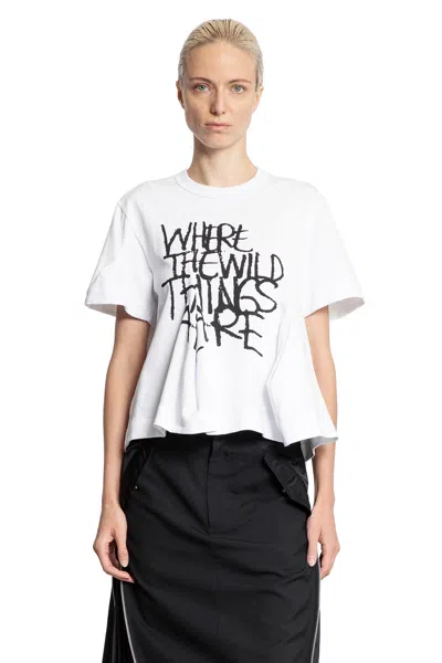 Sacai Where The Wild Things Are Cotton Jersey T-shirt In White