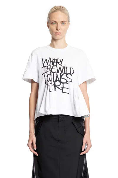 Sacai Where The Wild Things Are Cotton Jersey T-shirt In White