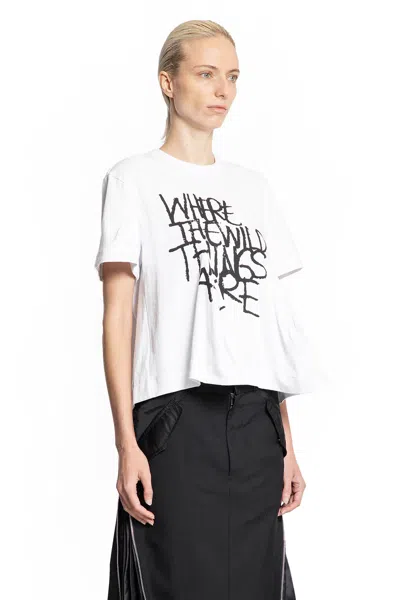 Sacai Where The Wild Things Are Cotton Jersey T-shirt In White