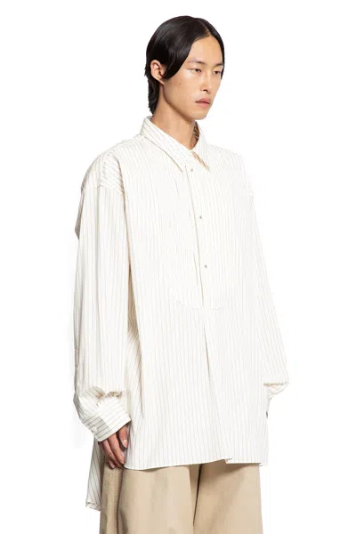 Hed Mayner Pinstriped Shirt With Bib In White