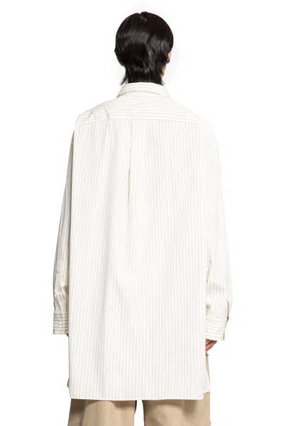 Hed Mayner Pinstriped Shirt With Bib In White