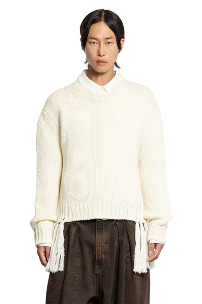 Hed Mayner Sweater With Fringes In Neutral