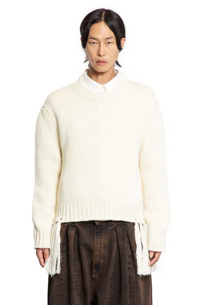 Hed Mayner Sweater With Fringes In Neutral