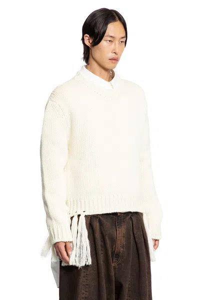 Hed Mayner Sweater With Fringes In Neutral