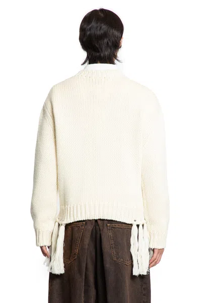 Hed Mayner Sweater With Fringes In Neutral