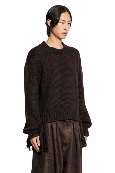 Hed Mayner Sweater With Fringes In Brown