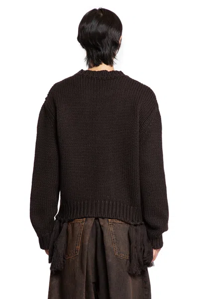 Hed Mayner Sweater With Fringes In Brown