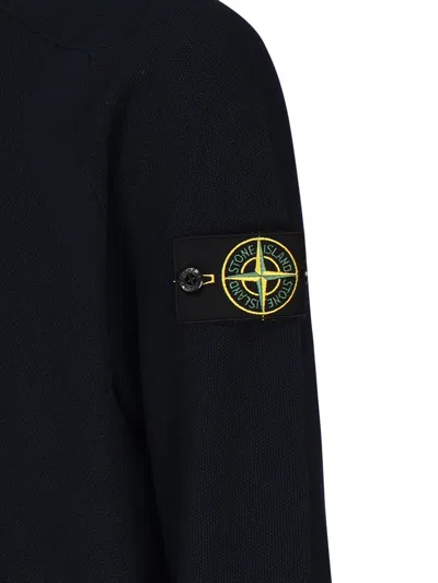 Stone Island Cotton Sweatshirt With Removable Logo Patch In Black
