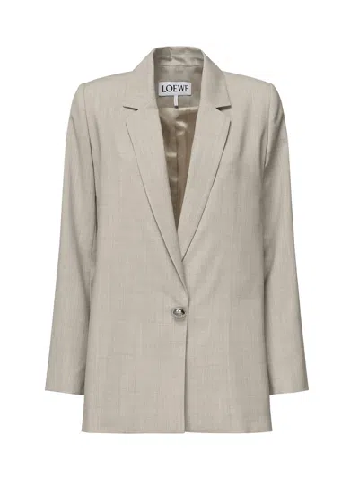 Loewe Tailored Jacket In Wool In Neutral
