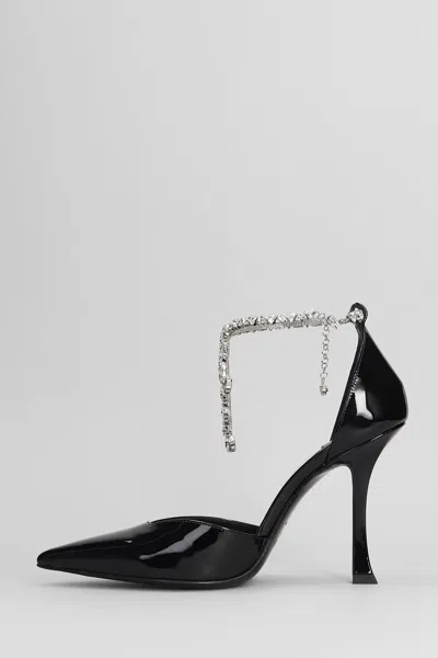 Jimmy Choo Stevie 100 Patent Leather Sandal With Crystal Anklet In Black