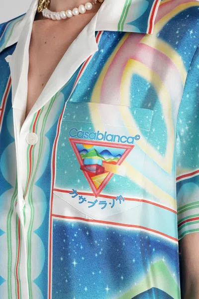 Casablanca Printed Silk Shirt In Blue