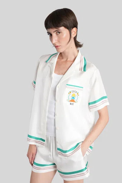 Casablanca Shirt In White Silk In White