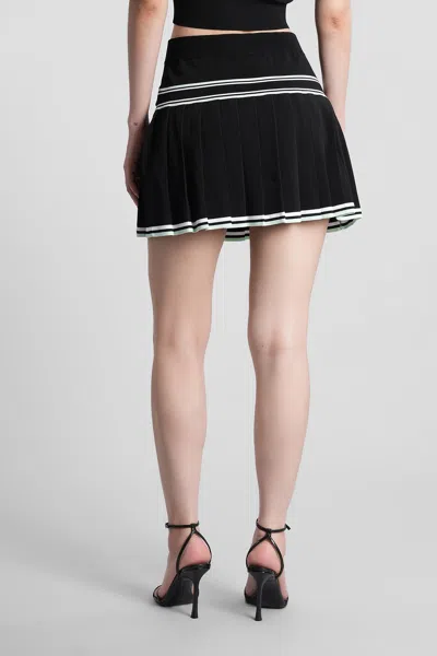 Casablanca Stripe Pleated Skirt In Black