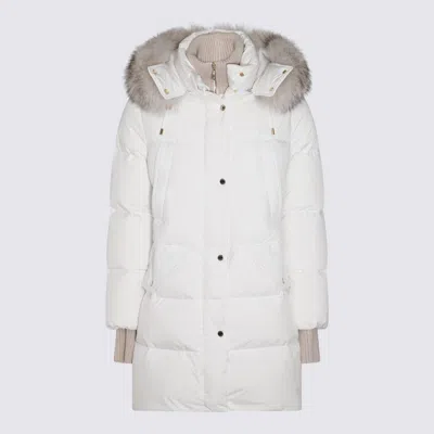 Moorer Down Jackets Fur Trim Hood In White