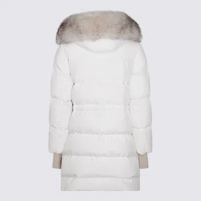 Moorer Down Jackets Fur Trim Hood In White