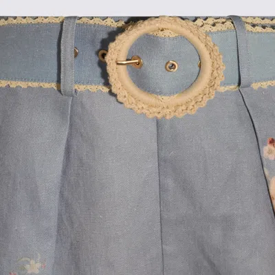 Zimmermann Printed Linen Cascadian Shorts In Blue