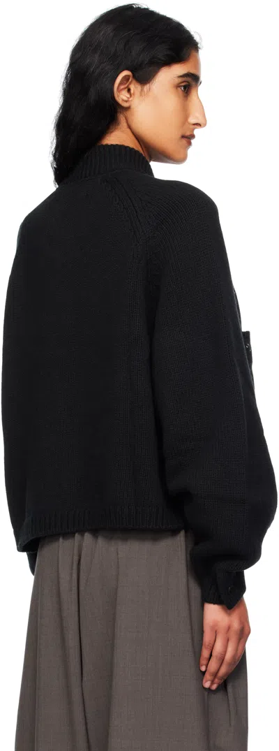 Cordera Black Merino Wool Stitched Cardigan In Black