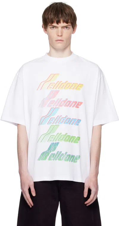 We11 Done White Multi Rainbow Logo T-shirt In White