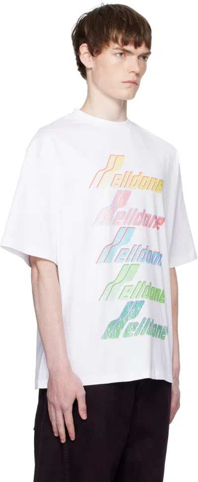 We11 Done White Multi Rainbow Logo T-shirt In White