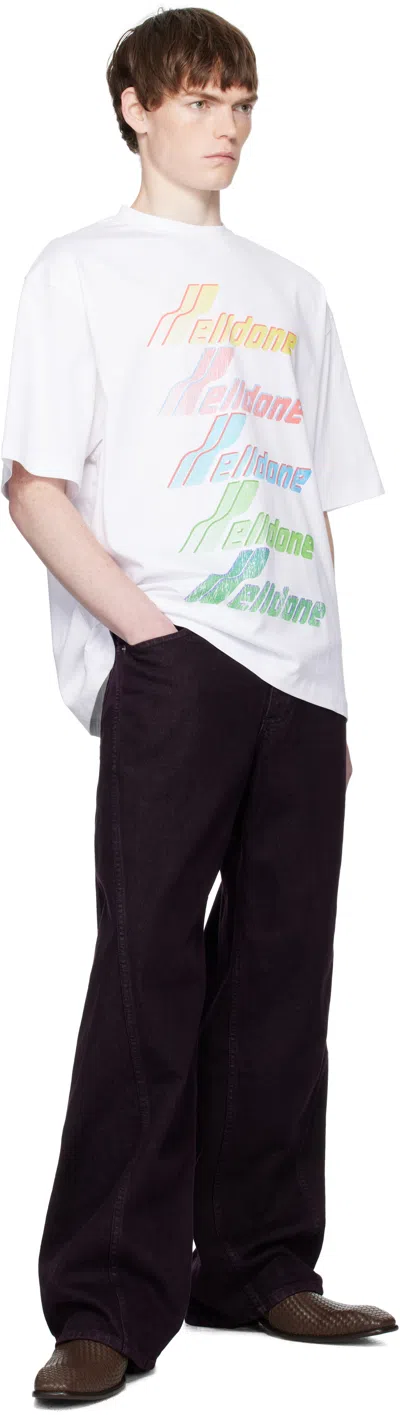 We11 Done White Multi Rainbow Logo T-shirt In White