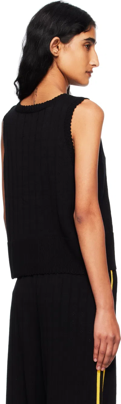 Cordera Black Organic Cotton Pointelle Waistcoat Cardigan In Black