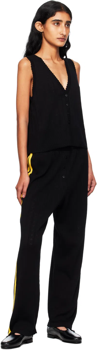 Cordera Black Organic Cotton Pointelle Waistcoat Cardigan In Black