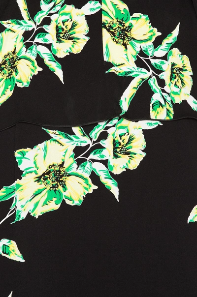 Shop Proenza Schouler Printed Crepe Georgette Top In Black & Green Lily Print