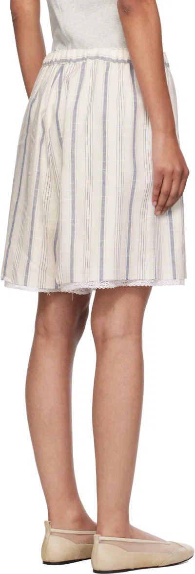 Cordera White Striped Bermuda With Lace Shorts In Neutral