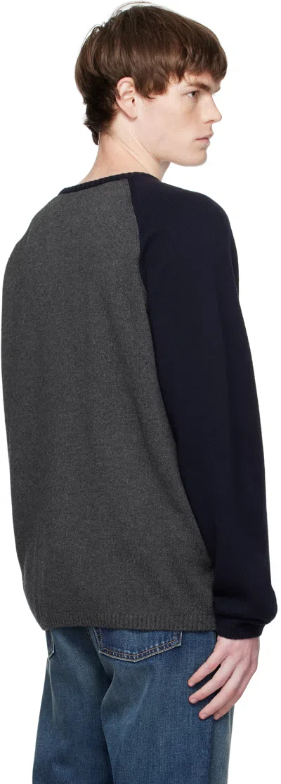 We11 Done Printed Raglan Knit Pullover Sweater In Gray